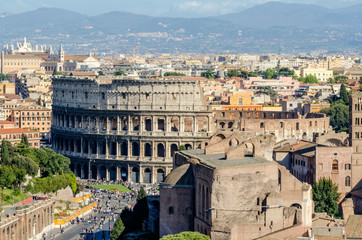 Fototapeta na wymiar The Colosseum and the Roman Forum, Rome