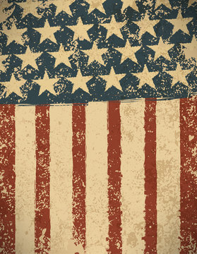 Grunge American flag background. Vector illustration, EPS 10