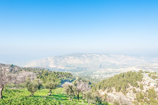View north from Umm Qais, Jordan, with Golan Heights visible