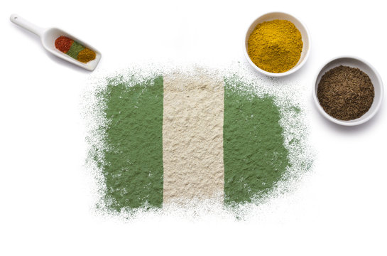 Spices forming the flag of Nigeria.(series)