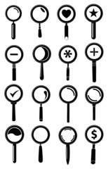 Magnifying glass icons set