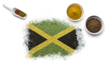 Spices forming the flag of Jamaica.(series)