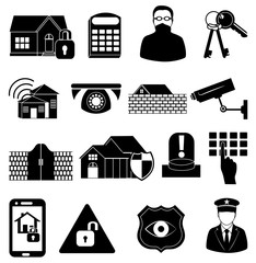 Home security icons set