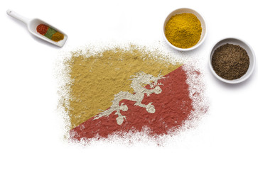 Spices forming the flag of Bhutan.(series)