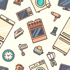 Home appliances seamless pattern. Vector illustration.