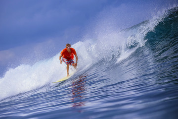 Surfer on Amazing Blue Wave