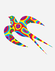 Swallow bird abstract colorfully, art vector
