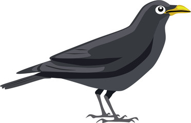 cute black crow cartoon vector