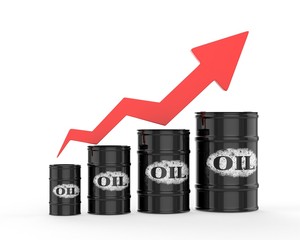 Oil Barrels with Red Arrow Up.