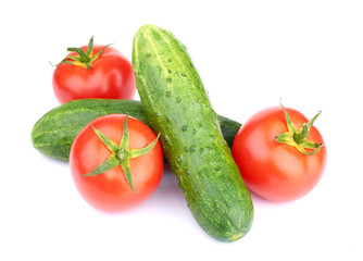 Ripe vegetables isolated on white background
