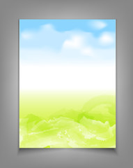 vector business template with blue sky and green grass