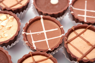 Dark chocolate on a white background