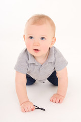 Naklejka premium funny little baby boy toddler isolated on white