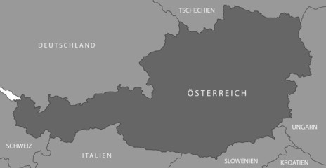 Österreich mit Nachbarländern in Grau