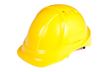 yellow builder's helmet isolated on white