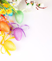 Colored easter eggs with flowers