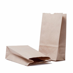 Brown Paper Bag Isolated on a White Background