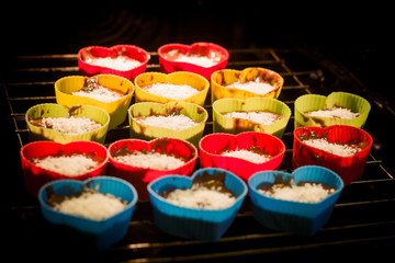 Heart shape muffins in silicone molds