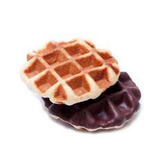 chocolate and sweet waffles isolated on white background