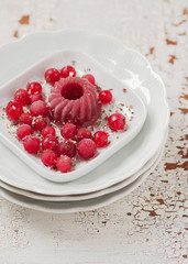 Fruit ice with frozen red currants.