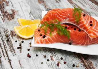 portions of fresh salmon fillet