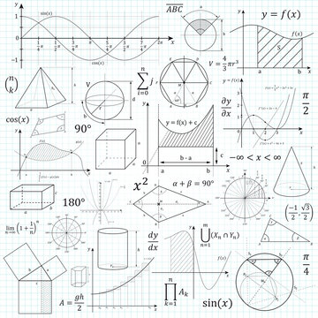 Mathematik, Geometrie, Formelsammlung, Formeln, Symbole, Mathe