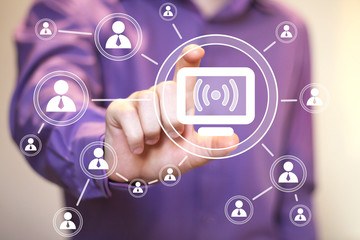 Business button web wifi connection computer icon people.