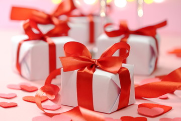 gifts with red ribbons