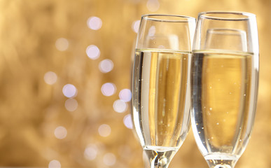Champagne on gold background