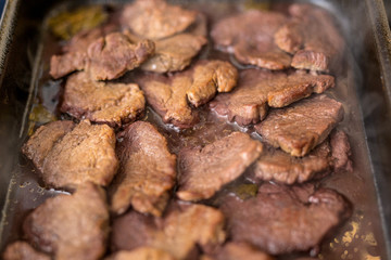beef cooked tray