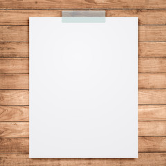 empty white paper sheet on wood background