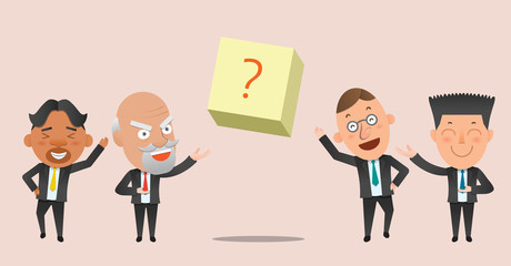 Business corporation product introduce concept flat character