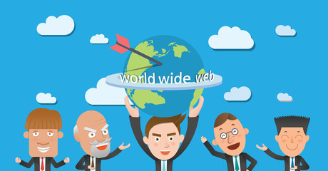 Business corporation global business concept flat character