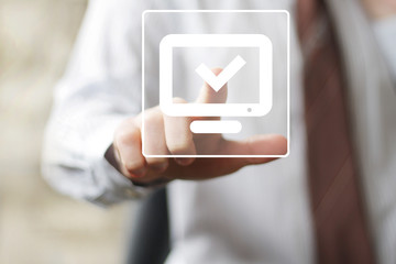 Business button virtual media connection web computer icon