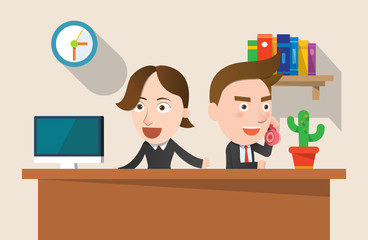 Business corporation telemarketing concept flat character