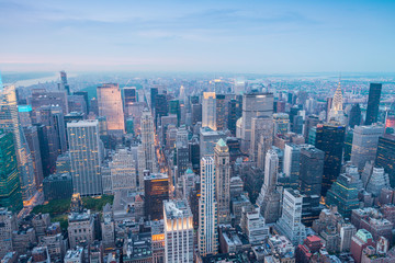 Fototapeta na wymiar New York. Manhattan aerial skyline at dusk