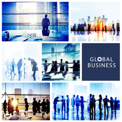 Global Business People Handshake Meeting Communication Concept