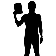 Silhouette man holding paper, vector format