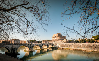 Fototapeta na wymiar Château et pont Saint Ange, Rome