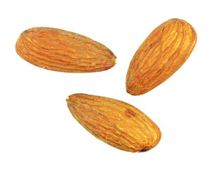 Almonds isolated on white background..