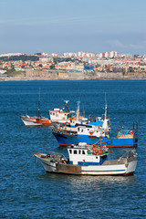 Fishing Boats on the Atlantic Ocean in Portugal