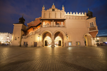 Fototapeta na wymiar Cloth Hall Side View at Night in Krakow