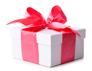 Fototapeta premium white box gift, red bow