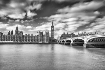 Blurred movements along Westminster Bridge, London