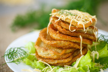 fried potato pancakes with cheese
