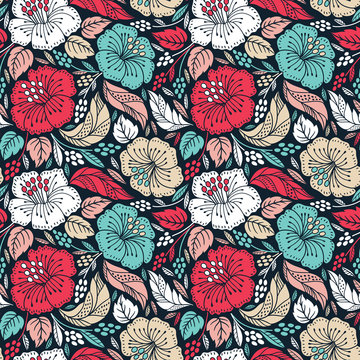 Fototapeta Seamless floral pattern