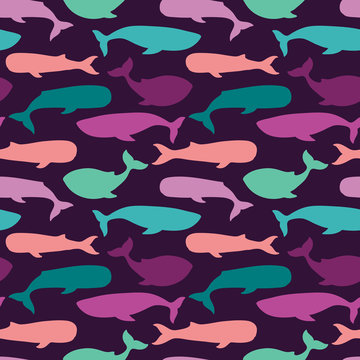 Fototapeta whales seamless pattern