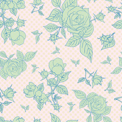 Vintage seamless pattern with beautiful roses.