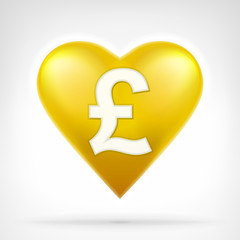 Obraz premium Pound coin shaped as golden heart at modern graphic design