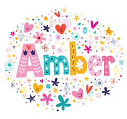 Amber female name decorative lettering type design